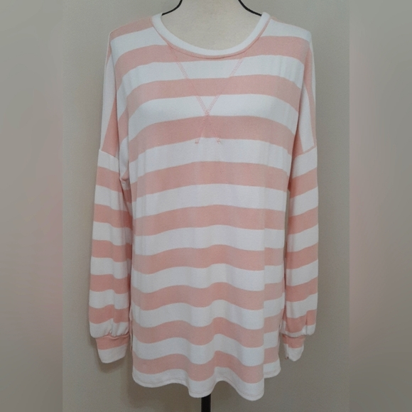 Lovely Melody Pink Striped Super Soft Long Sleeve Knit Top - Picture 3 of 9
